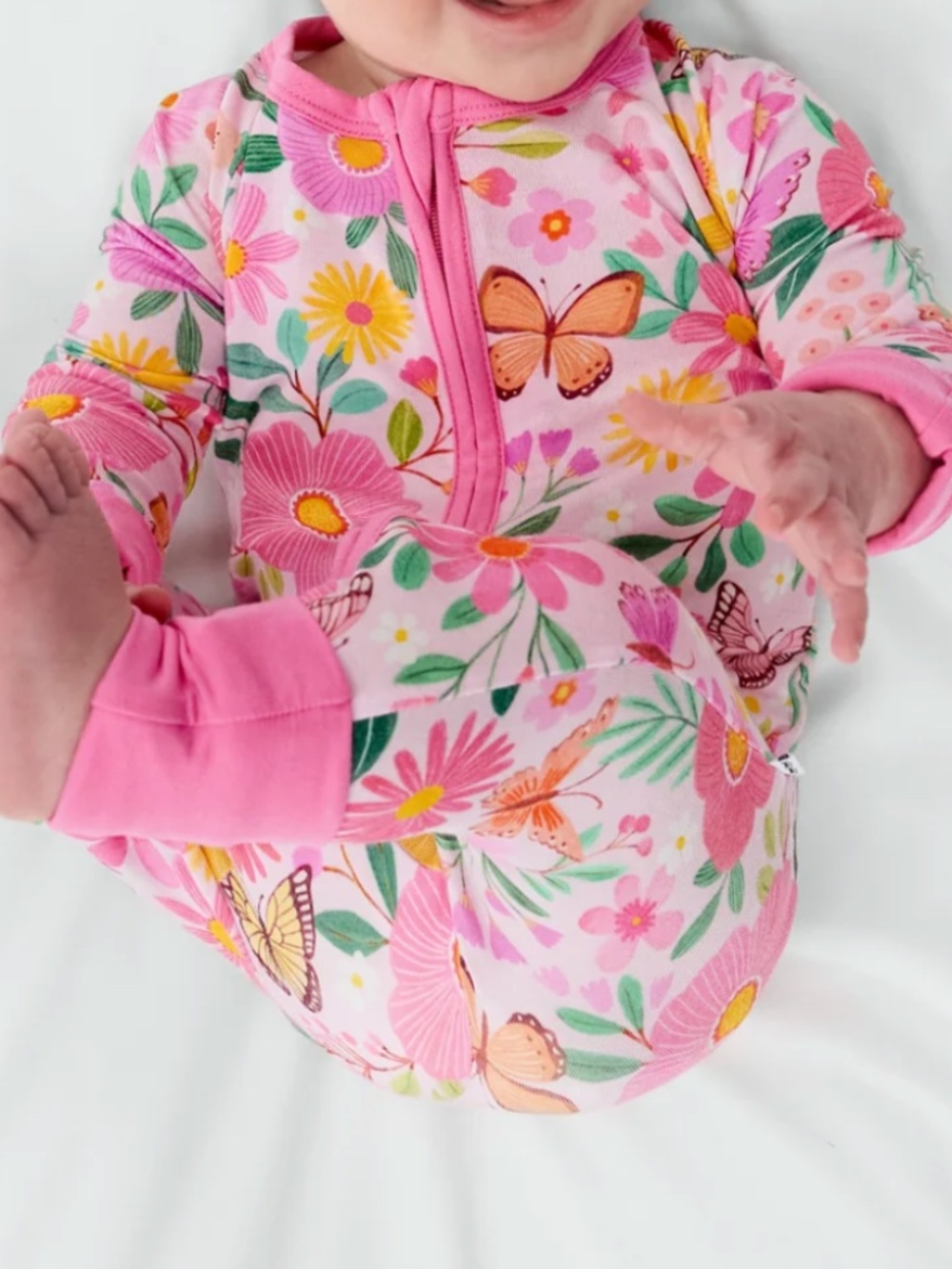 6 - 12 Months, Little Sleepies, Butteryfly Blooms Print Zippy